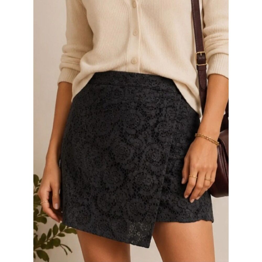 NWT Madewell Lace Overlay Wrap-Front Preppy Chic Office Vixen Mini Skirt SZ 10